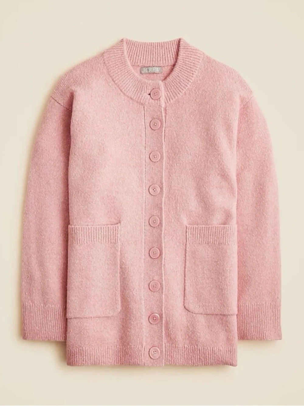 J.Crew Dusty Rose Oversized Milano Stitch Wool Alpaca Blend Cardigan Size Medium - Picture 1 of 16